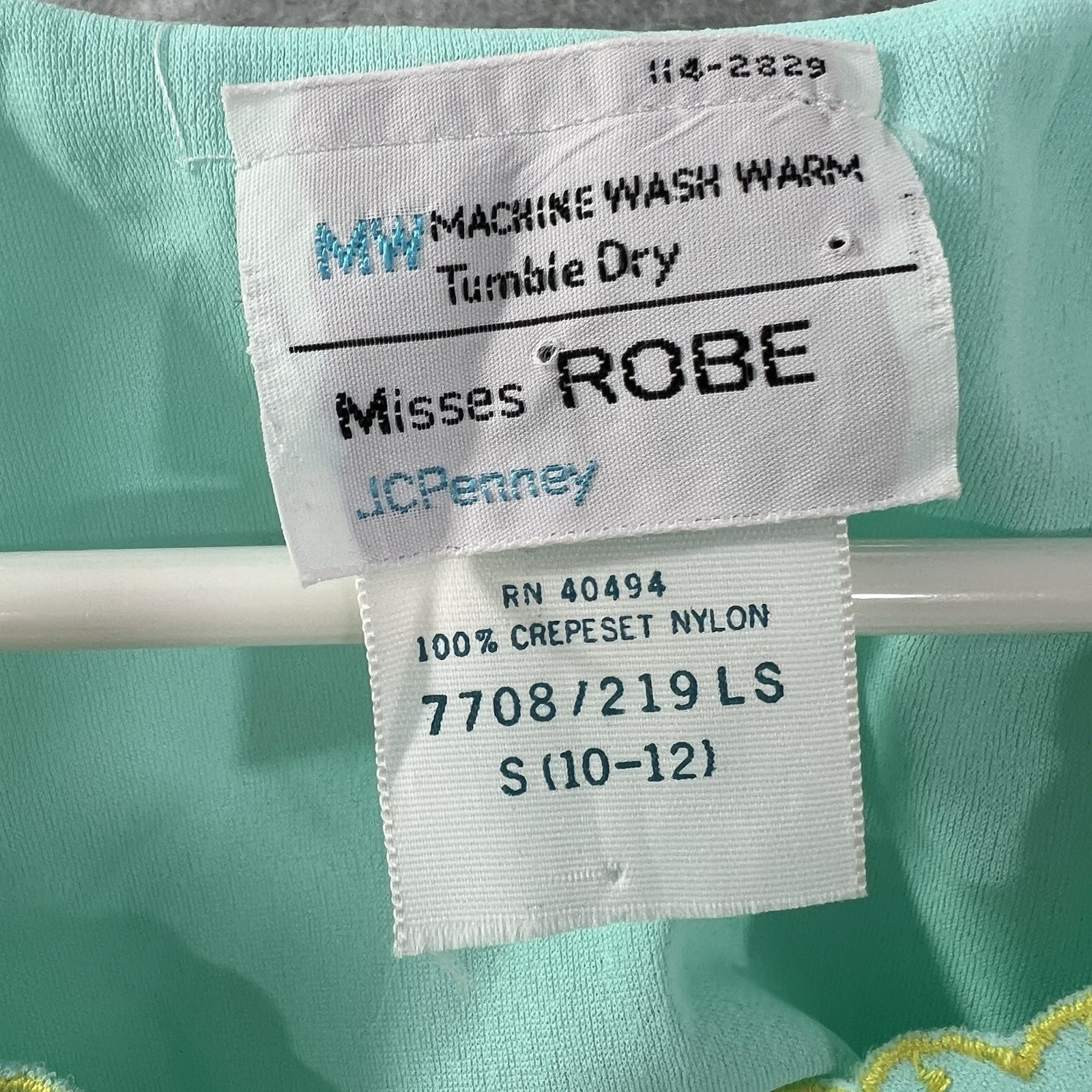 Vintage JC Penney Misses Robe Nightgown Small 10-12 anti cling mint green