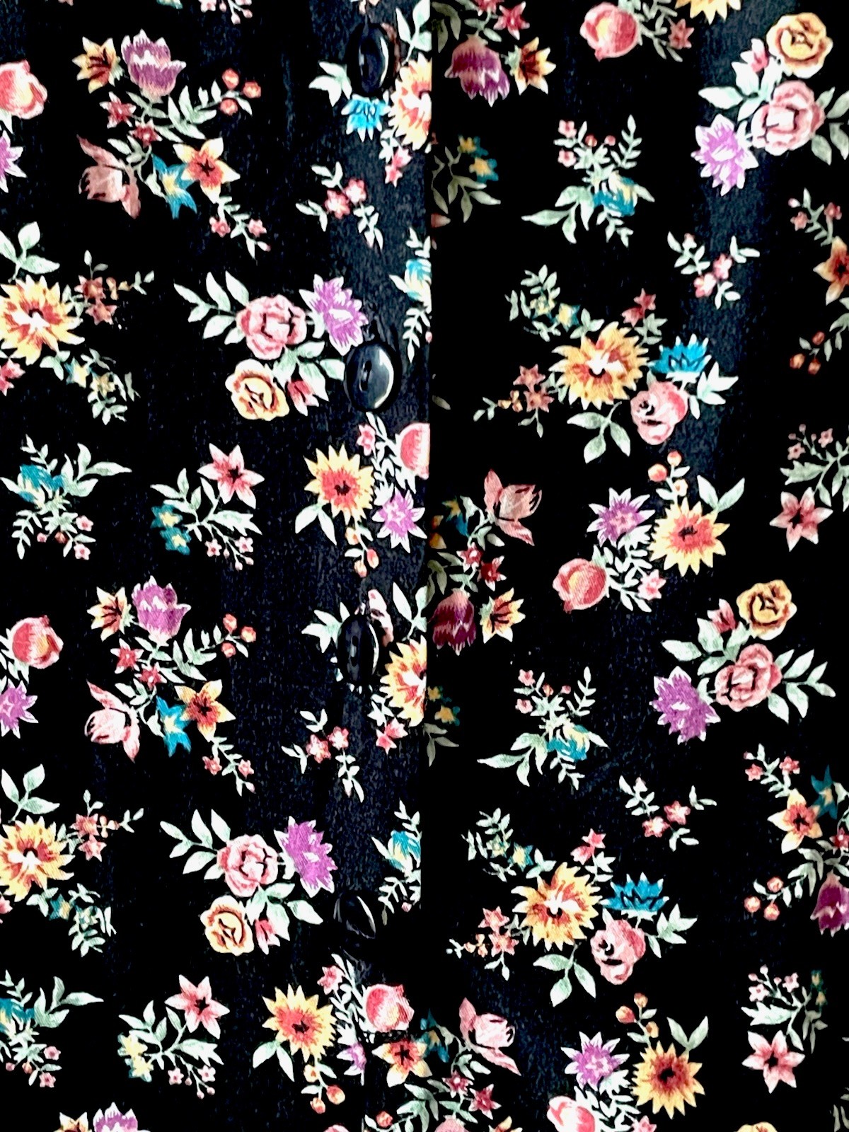 Vintage 90’s Betsy Lauren Black Floral Rayon Jumper Dress Size L