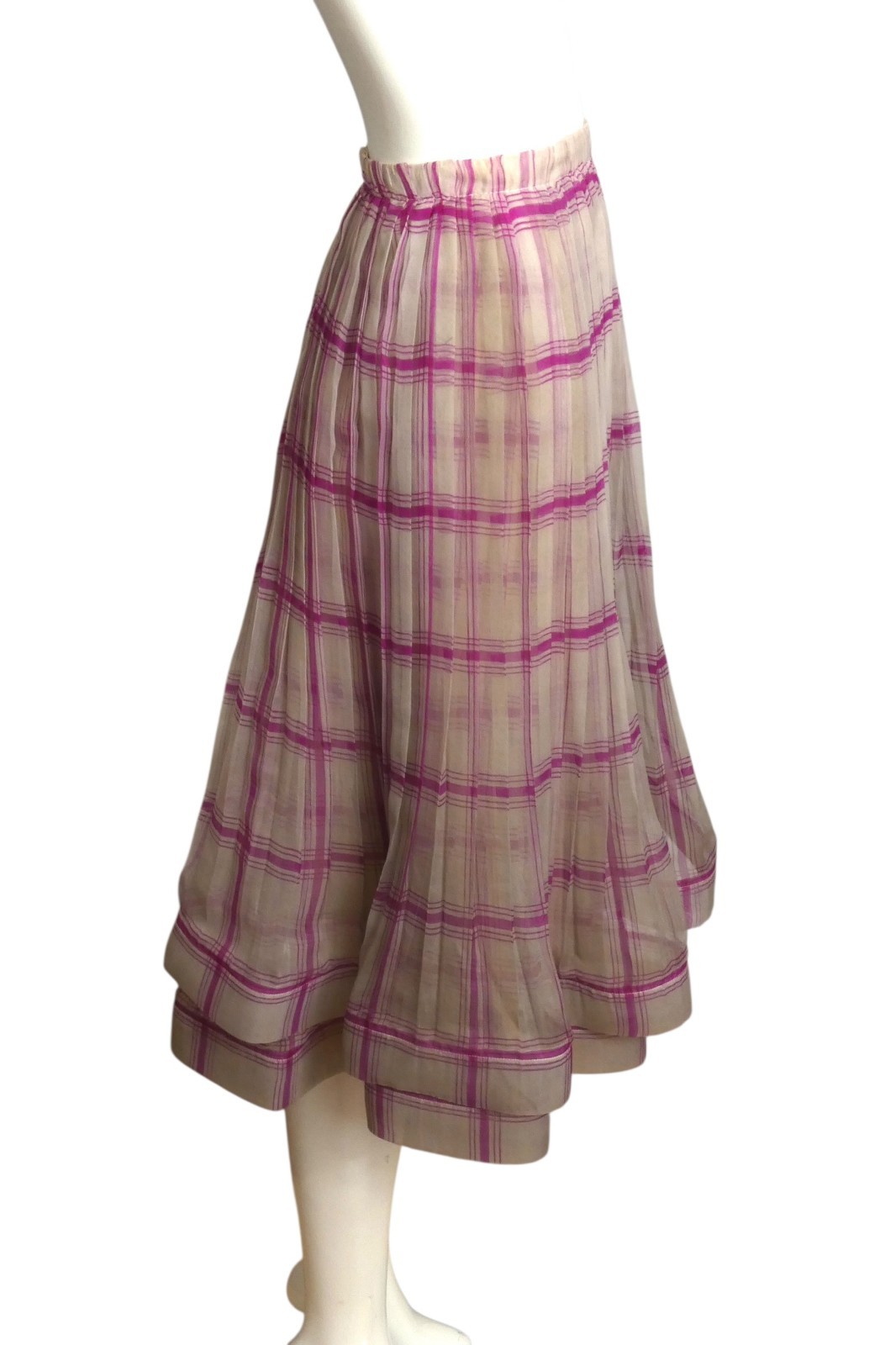 PIERRE CARDIN-Multi Color Organza Pleat Skirt, Size 6