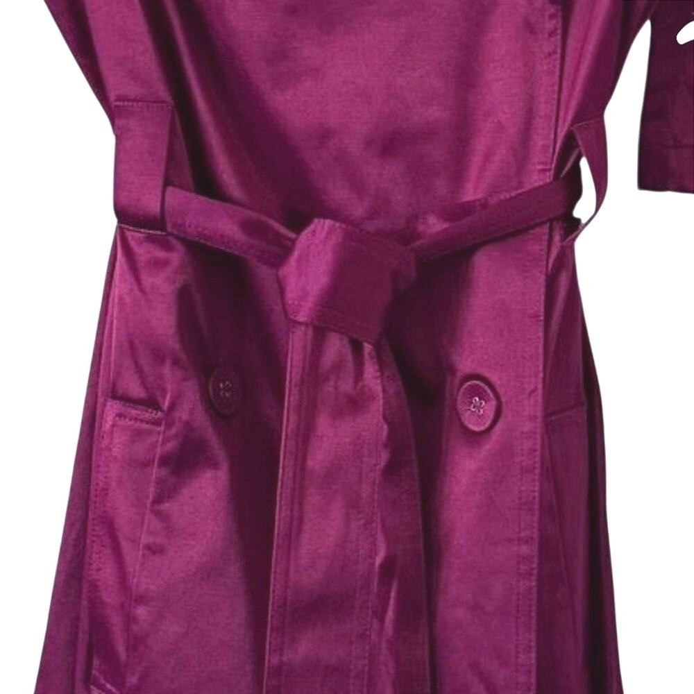 Vintage ELLE Purple/Magenta Satin Barbicore Belted Y2K Trench Size M