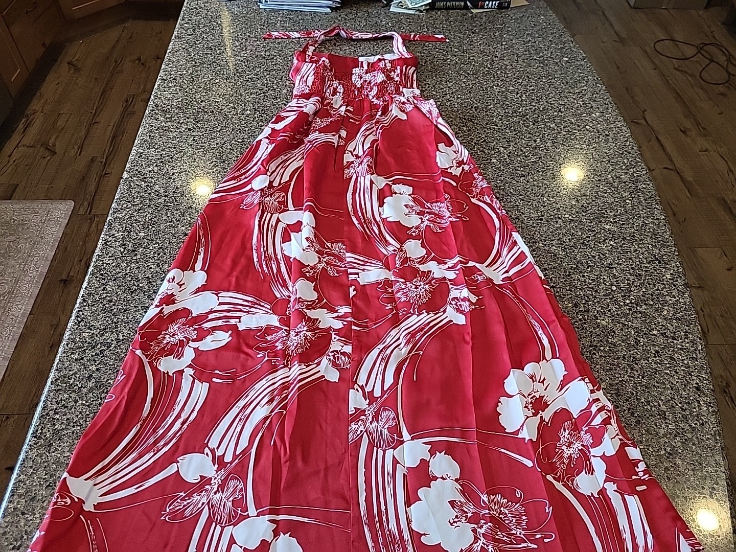 Nani of Hawaii Dress Red Hawaiian Floral Honeymoon Set w His shirt Vtg READ!!