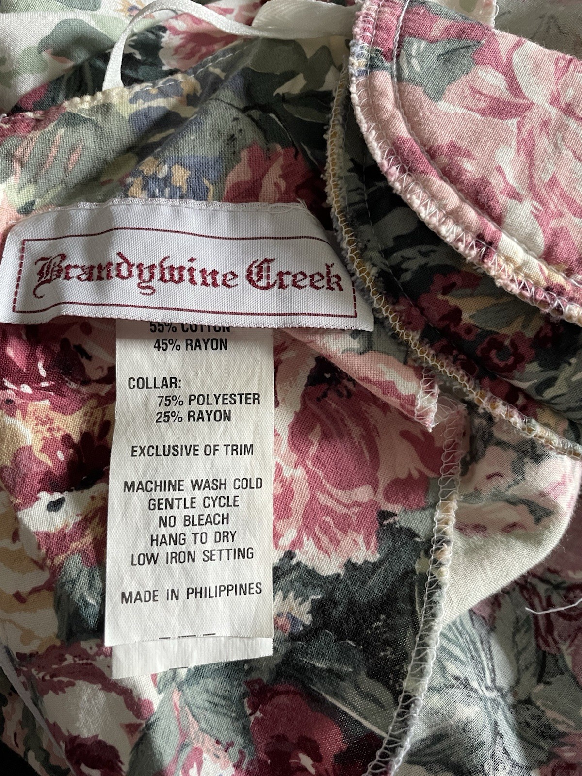 80’s Brandywine Creek Pastel Floral Prairie Dress Granny Lace Collar 9/10 Midi
