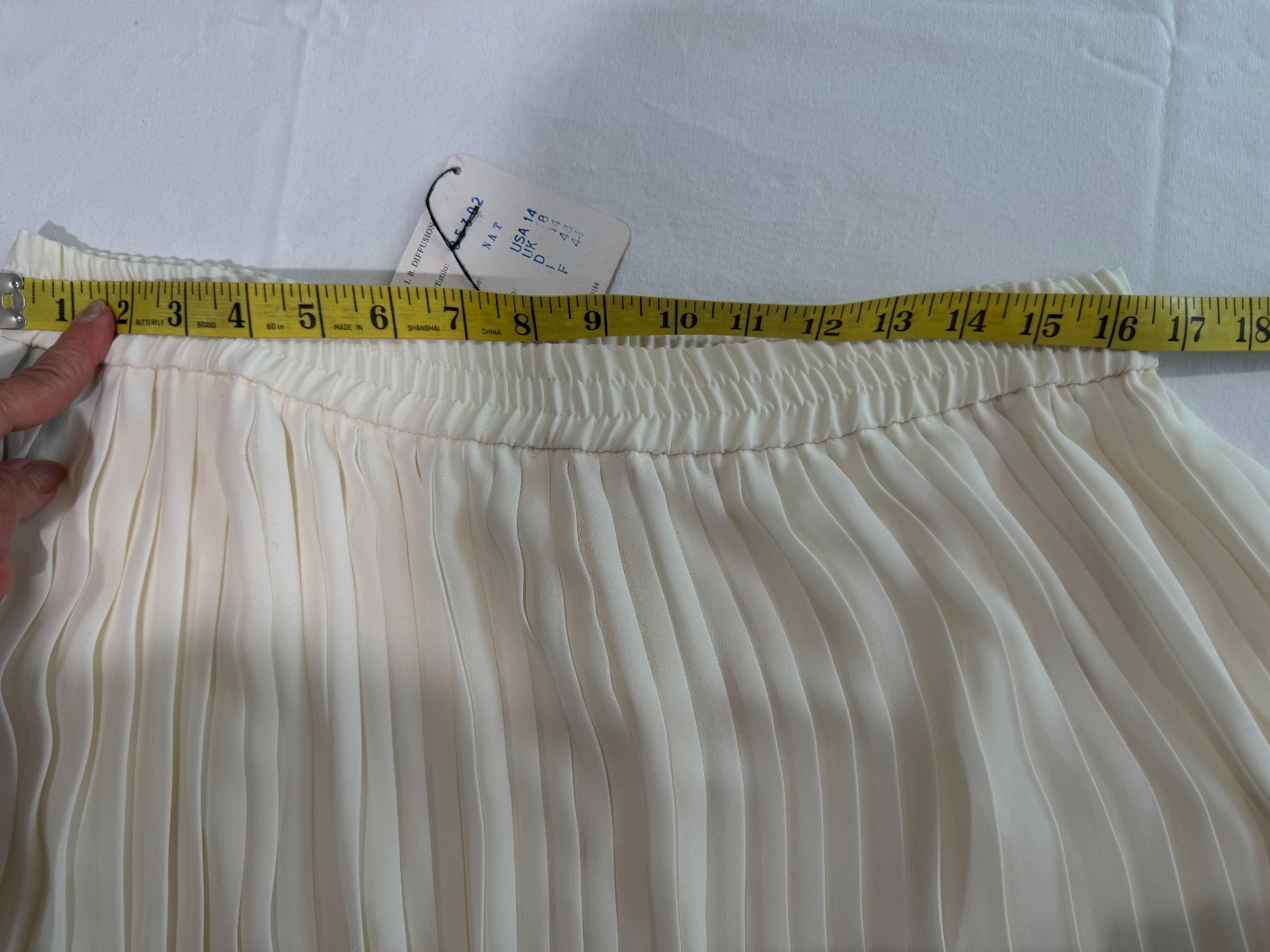 Vtg IB Diffusion Chiffon Full Sweep Pleated Skirt NWT Sz 14 Elastic Waist Cream