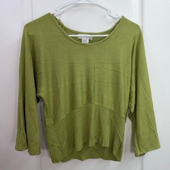 Vintage Worthington green soft knit rayon wide sleeve cropped sweater large