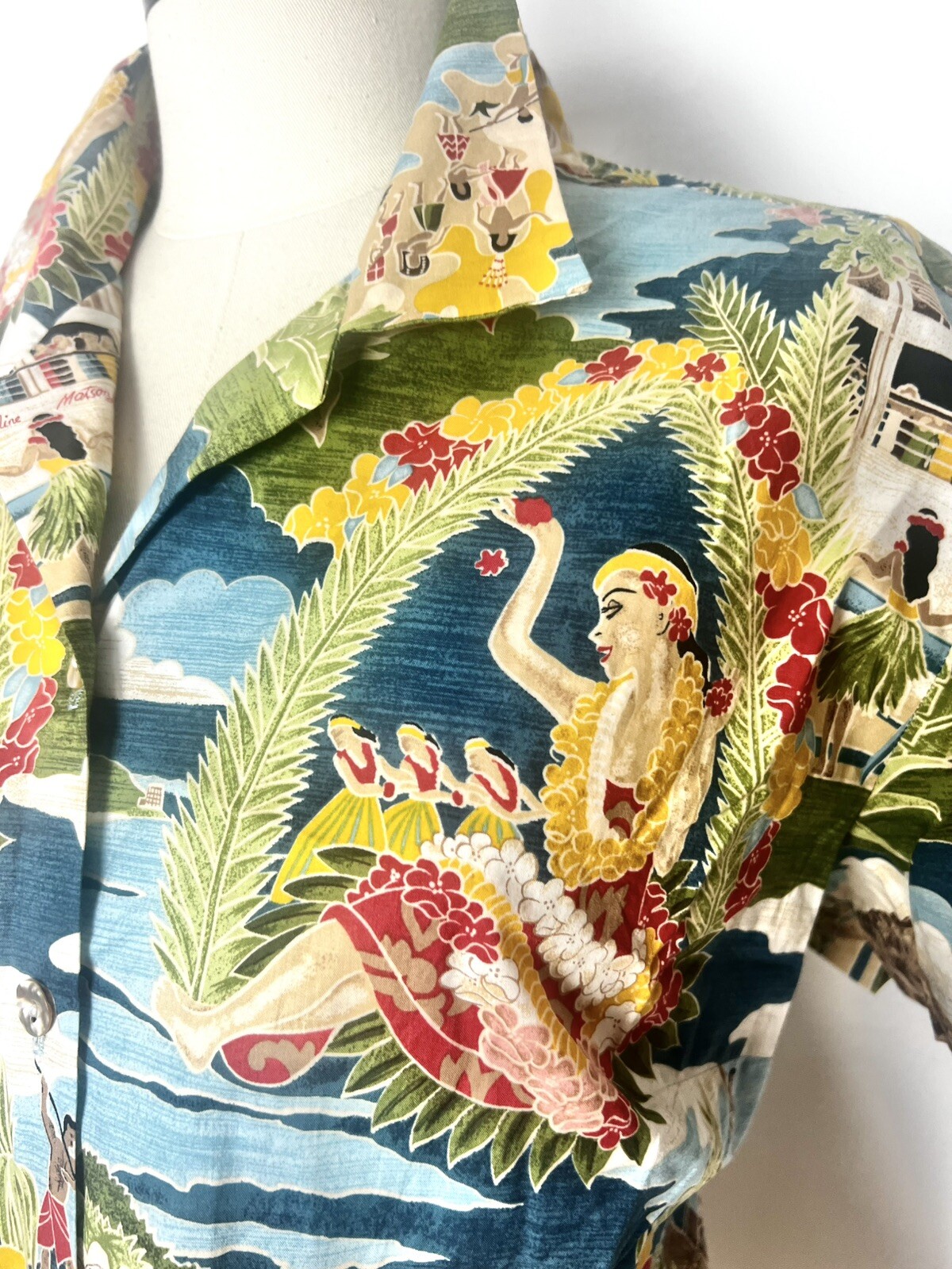 NANI Of HAWAII 90’s 90s Y2K Vintage Hawaiian Tiki Copyright Aloha Blouse Top XL