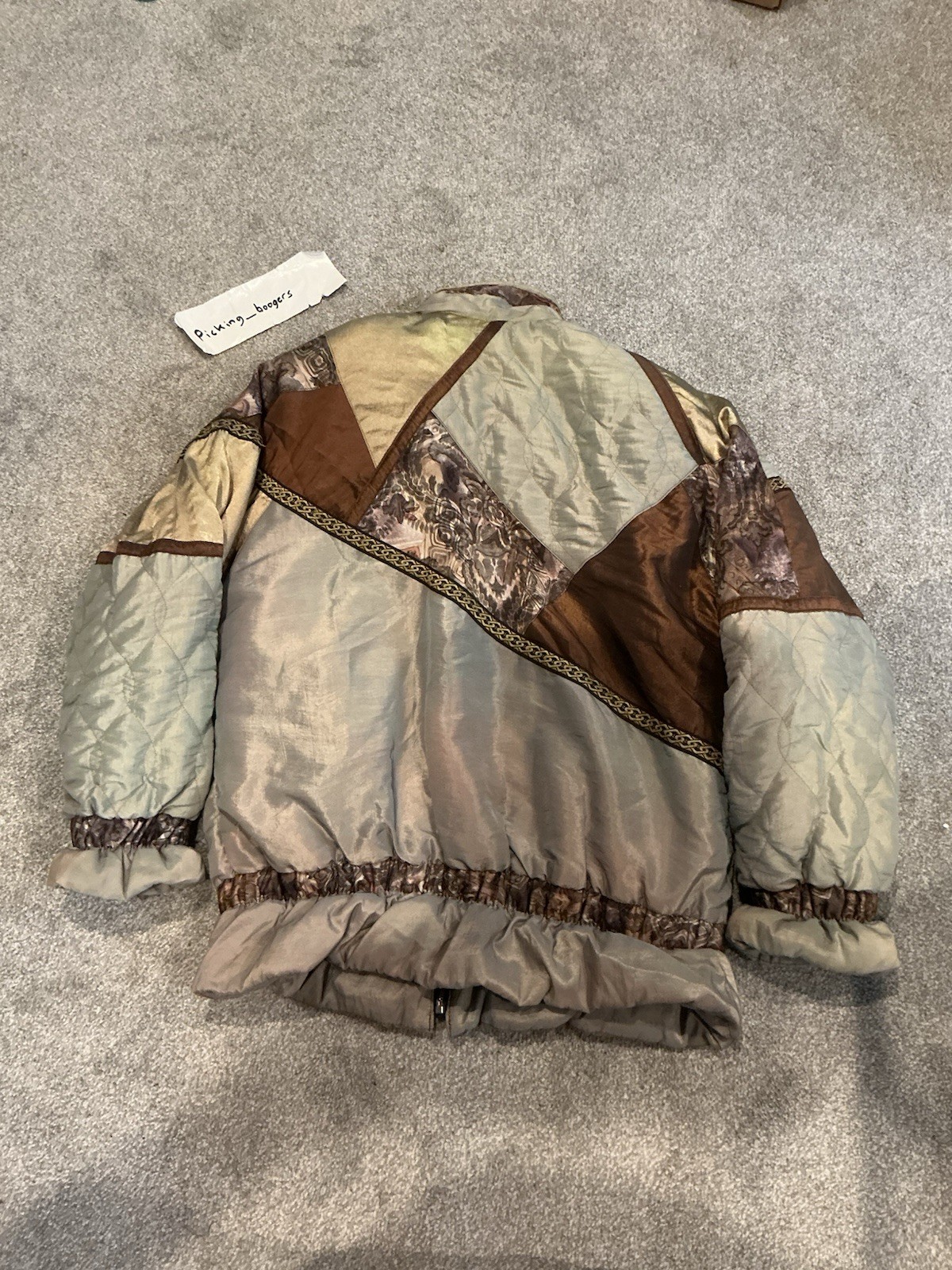 Vintage 80s J Gallery Quilted Patchwork Puffy Bomber Jacket Woman’s Size Medium