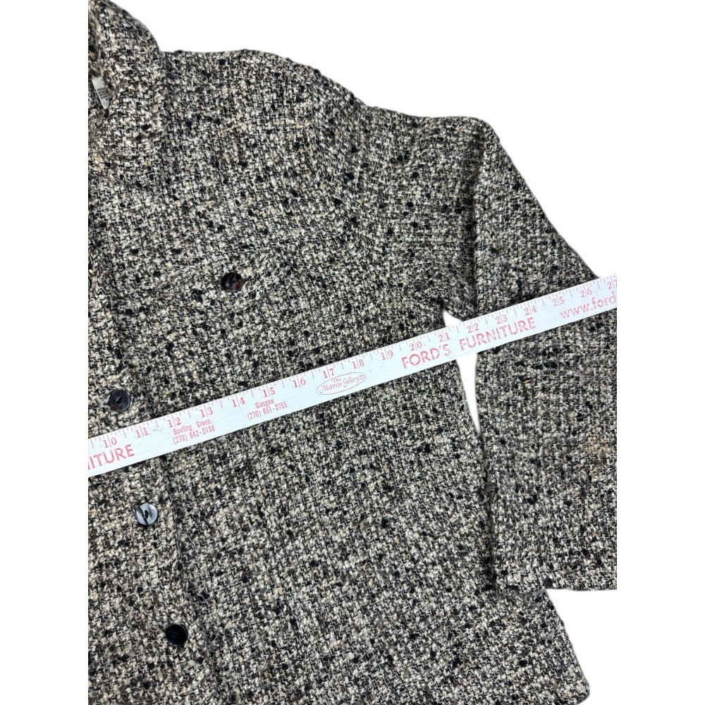 Vintage Chicos Design Tweed Jacket Women’s 3 L XL Black Brown Wool Blend 90s
