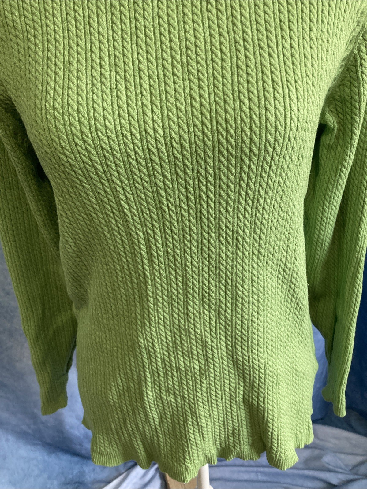 Vtg Y2K Charter Club Women’s 2X Ribbed Turtleneck Sweater Green Rayon Nylon GUC
