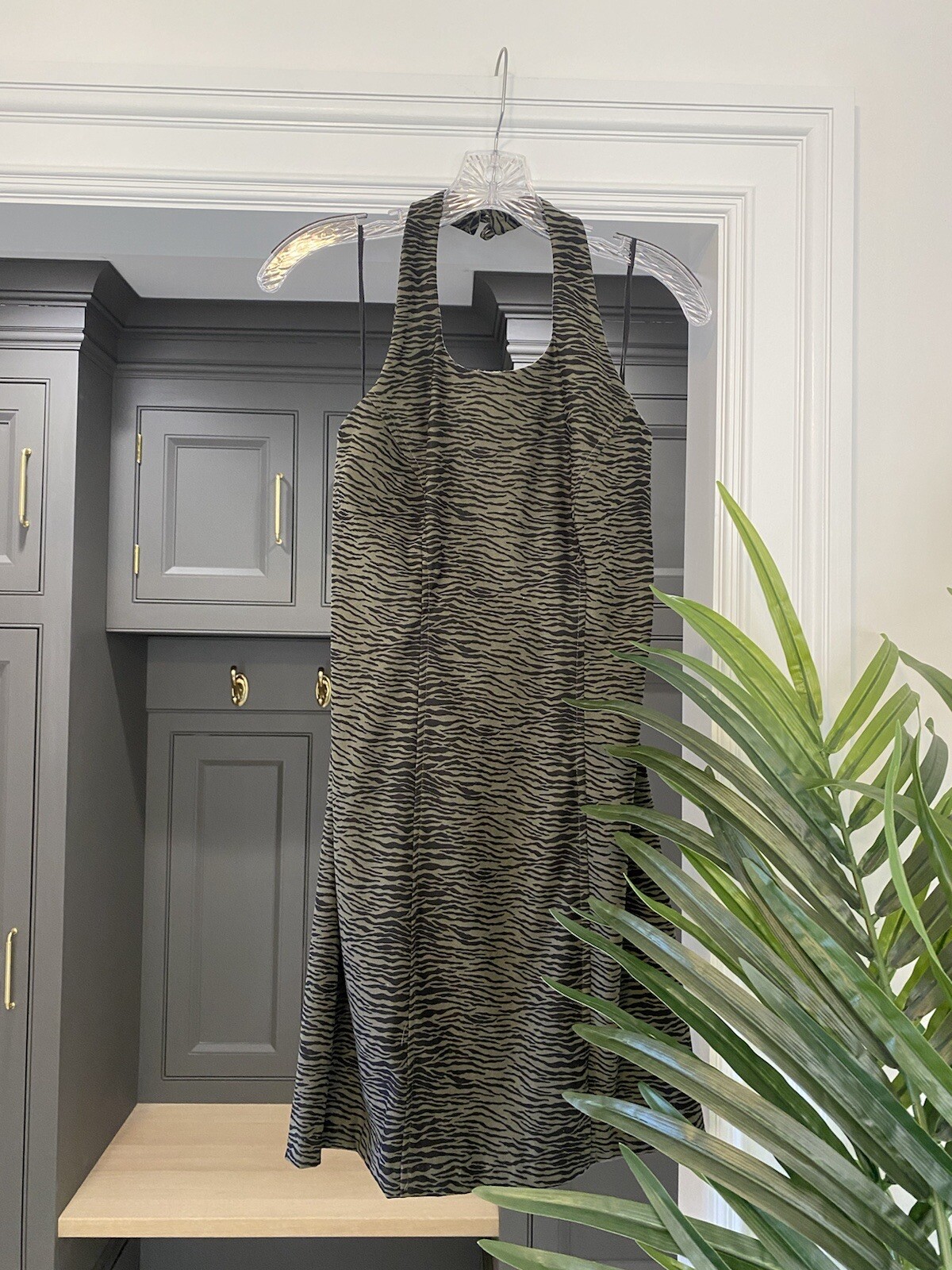 VTG 90s DEADSTOCK SPLURGE DRESS OLIVE GREEN BLACK ZEBRA PRINT JUNIORS 7
