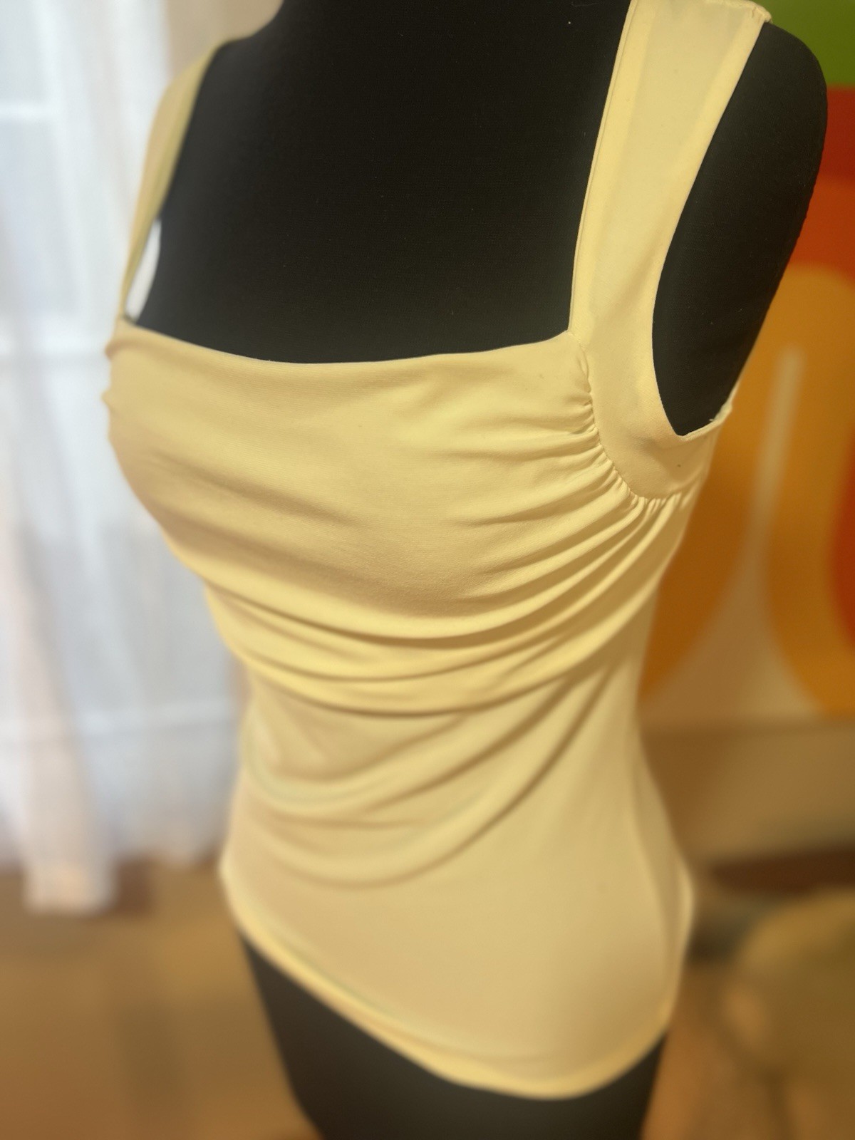 Vtg 1990’s Newport News Ivory Rouched camisole tank Top Medium USA Made