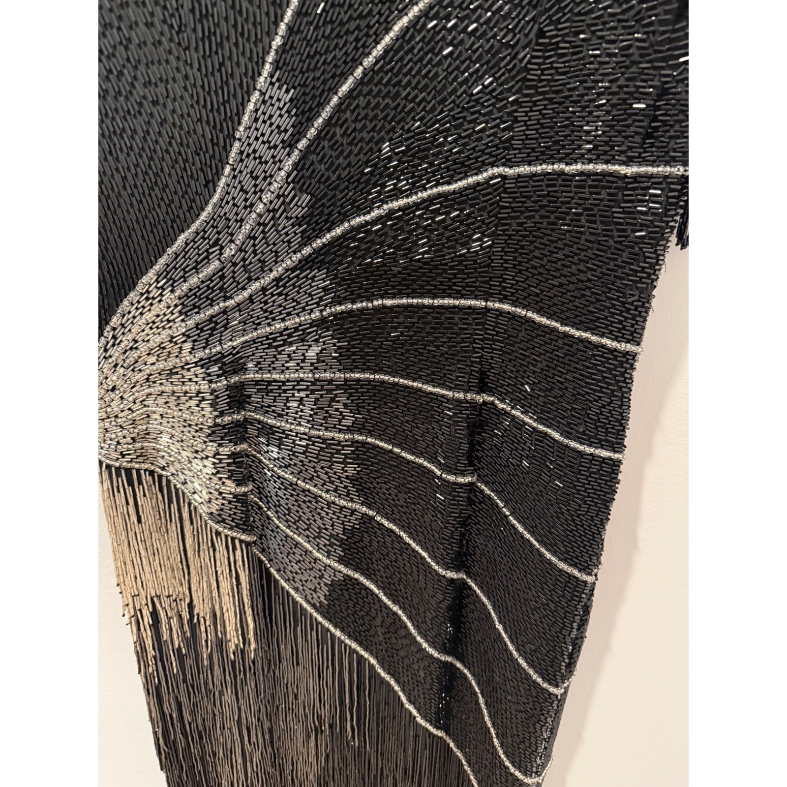 Lillie Rubin Vintage Silk Beaded Fringe Flappern Sunburst Cocktail Dress 6