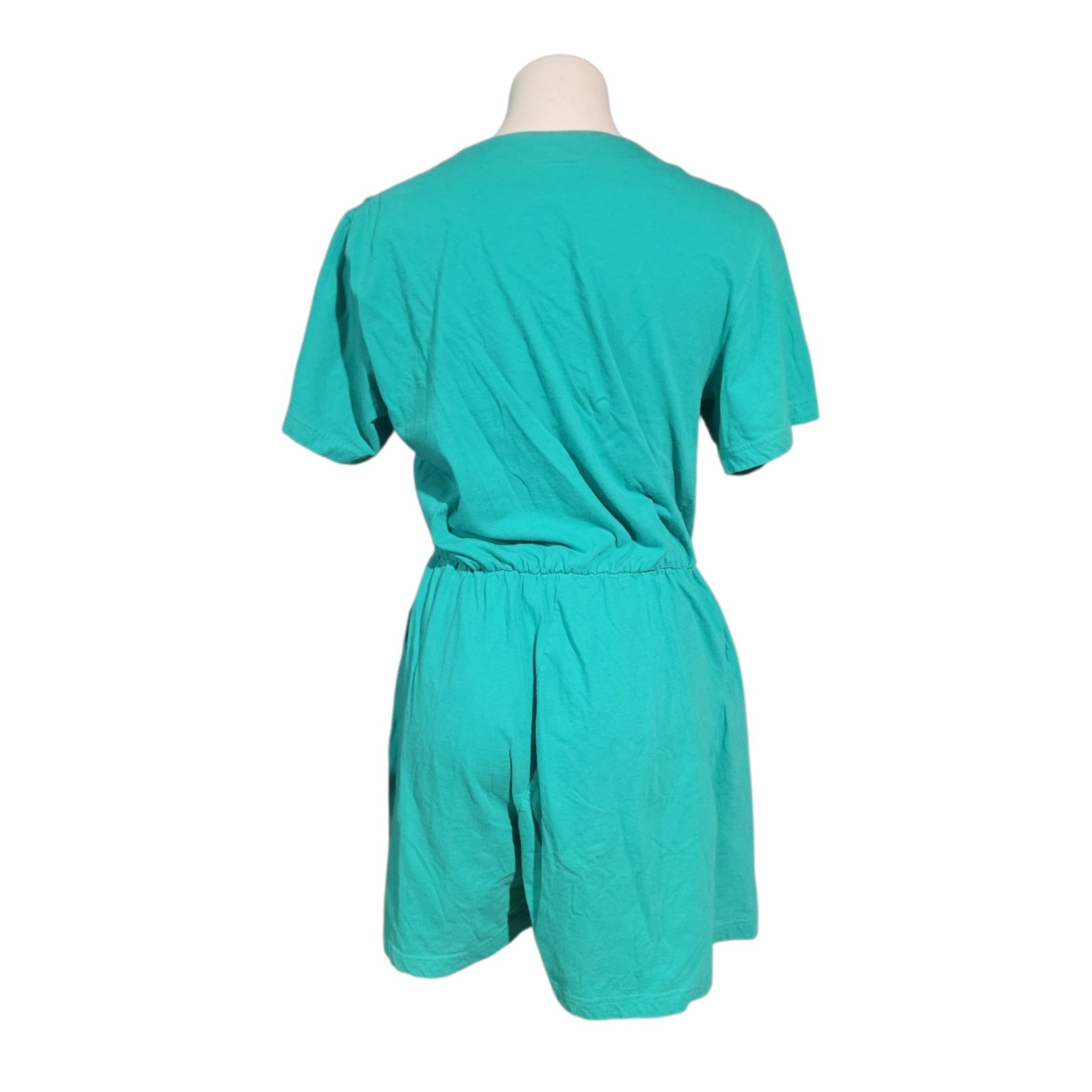 Vintage 80s 90s Fads Jumper Button Up Romper Turqouise Green