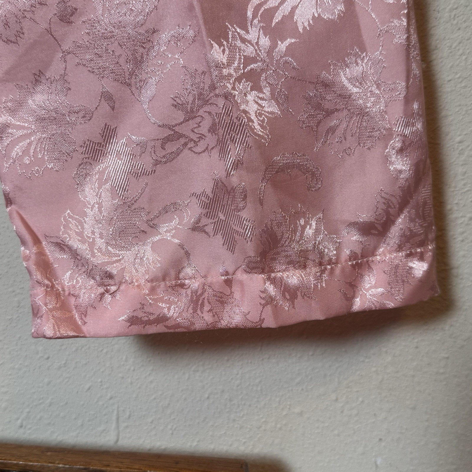 Vintage Lily of France Pink Satin Lace Pajama Set 2-Piece Sleepwear