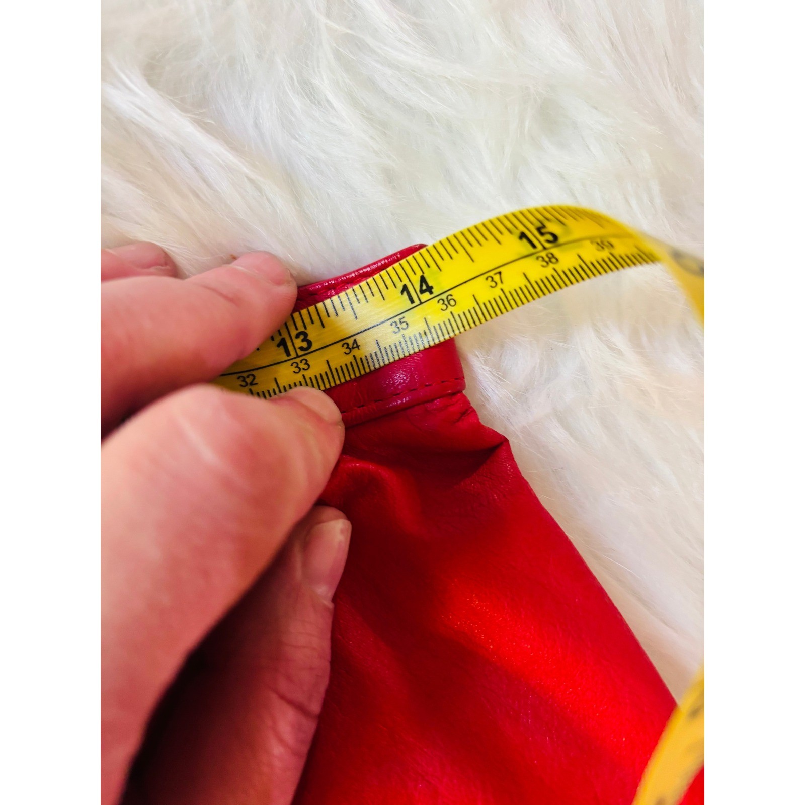 Pia Rucci Leather Pencil Skirt Womens 10 Red Vintage High Waisted Midi 80s 90s