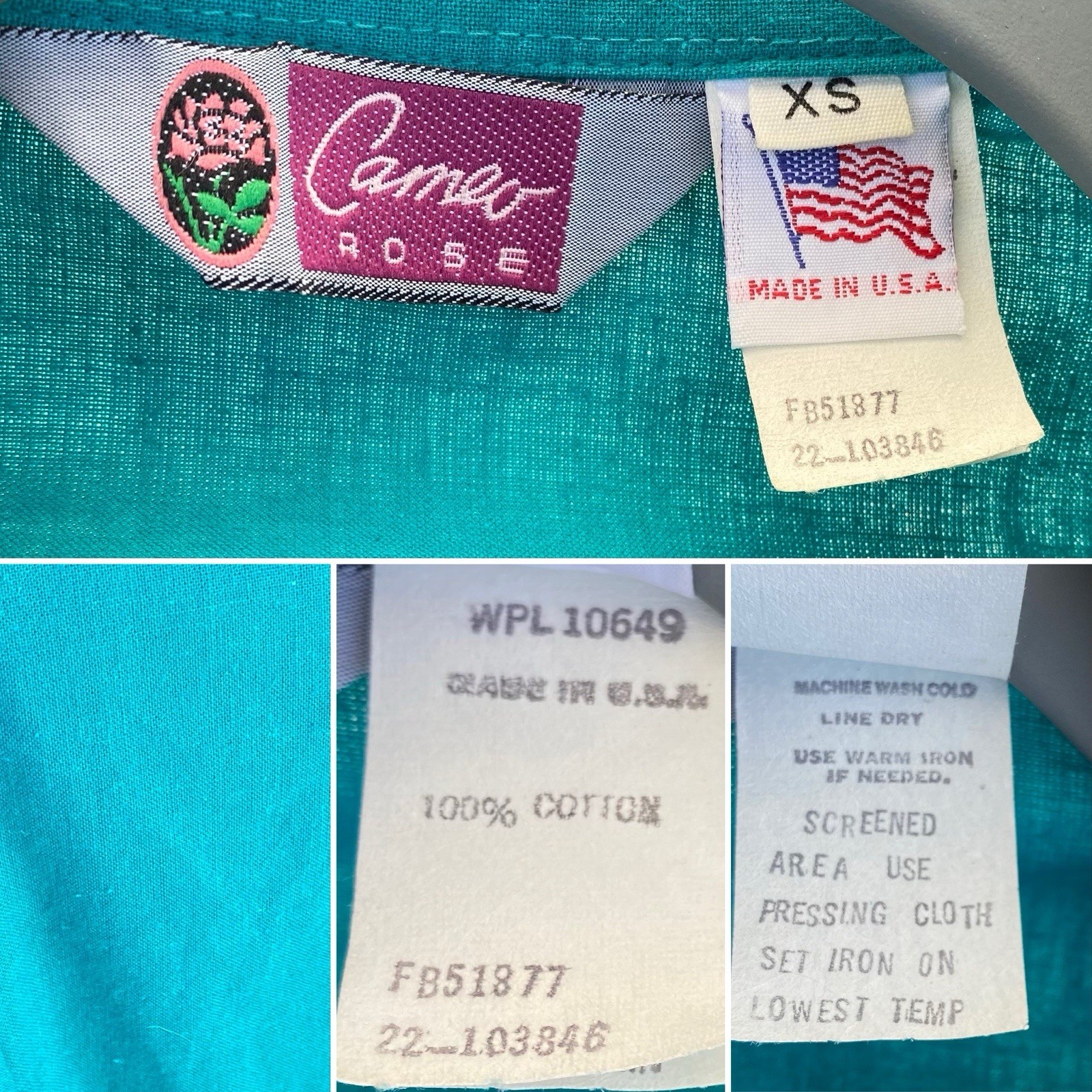 Vtg Cameo Rose Western Southwestern Shirt Top Blouse Horses 80s 90s Cowgirl XS