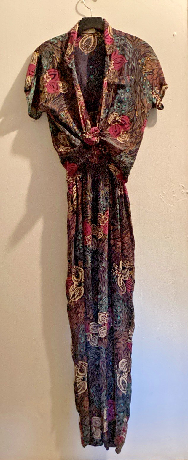 vintage 70’s floral silk crepe disco jumpsuit w/ blouse sz M