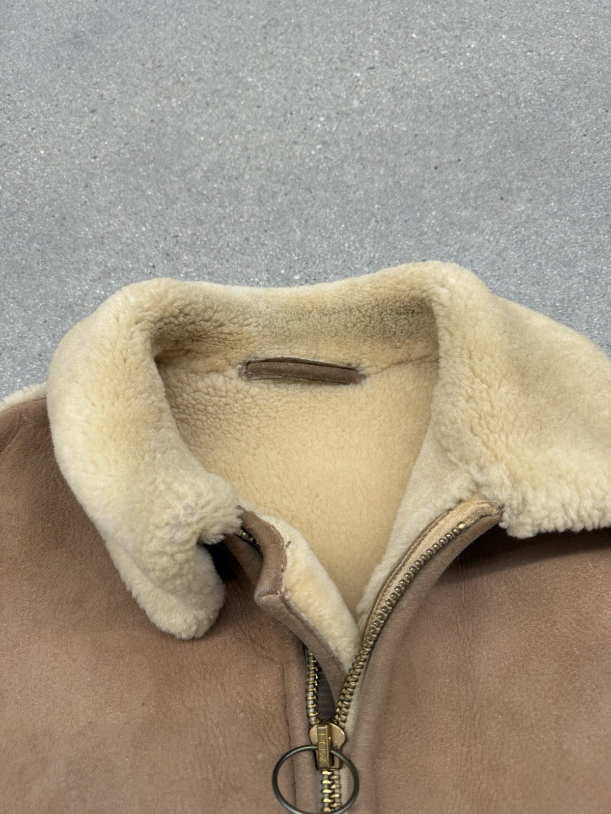 Vintage 1950s Women’s Wool Fleece Lined Brown Suede Leather Jacket