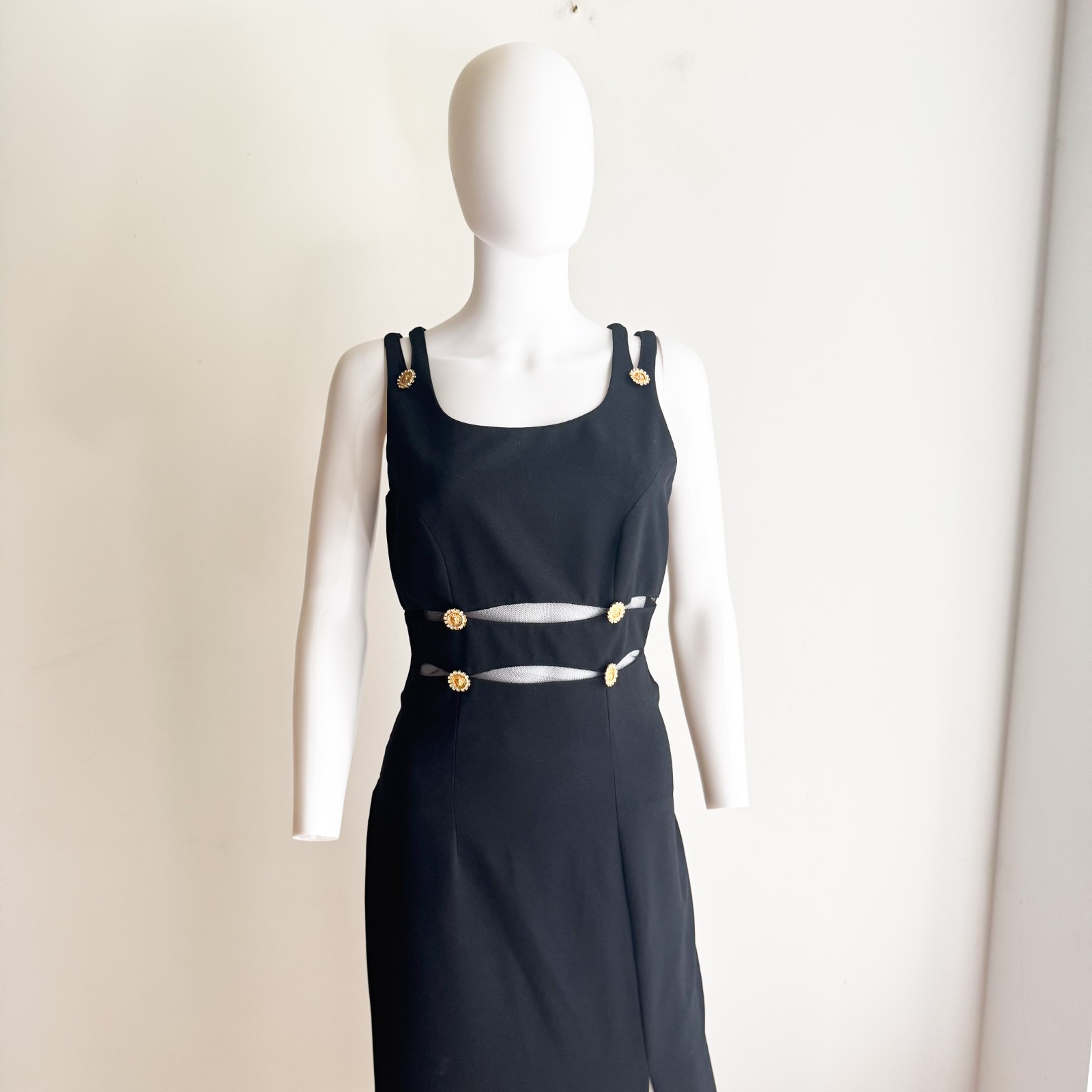 Vintage 90s Black Gold Accents 90s Designer Inspired Gown 6