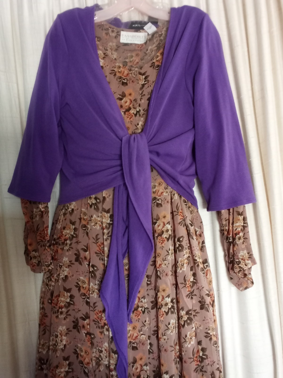 Vintage Passports Pier 1 Imports Long Sleeve Button Down Fit and Flare Dress
