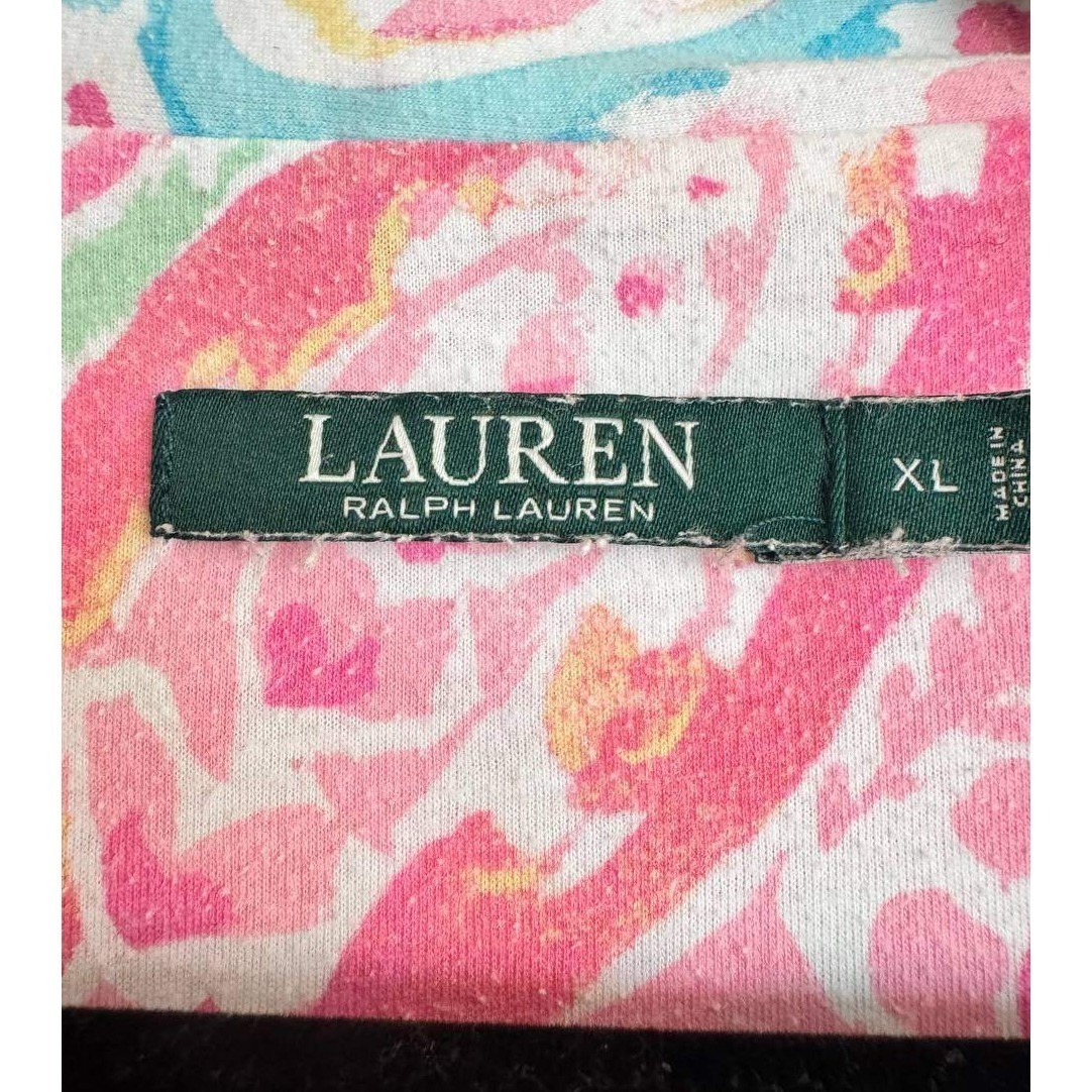 Lauren Ralph Lauren Paisley Sleep Shirt XL Cotton Button Front Nightshirt Y2K