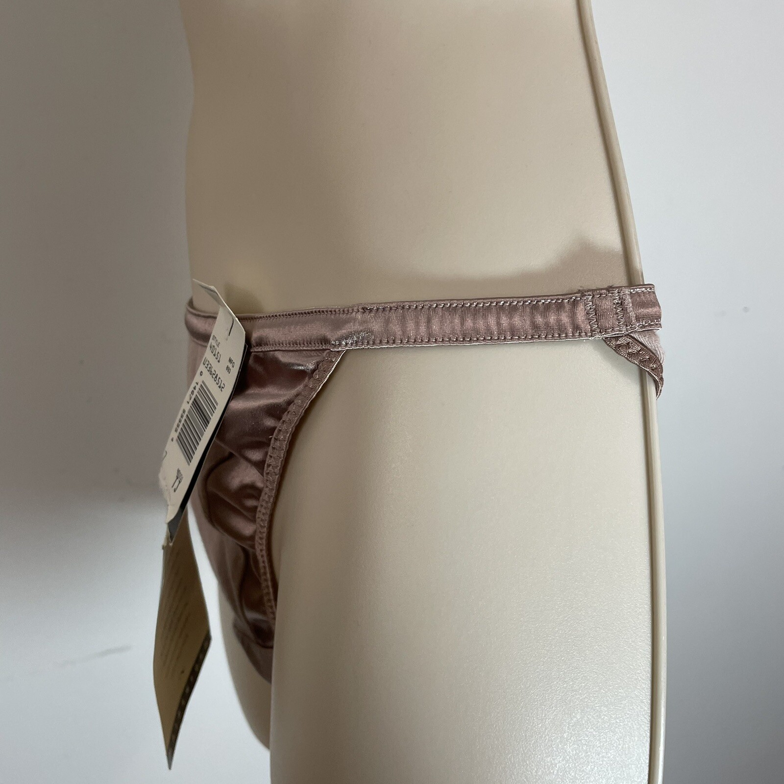 VTG MAIDENFORM STRING BIKINI SATIN ACCENTS TAUPE Skin Tone SZ 7 SATIN/COTTON New