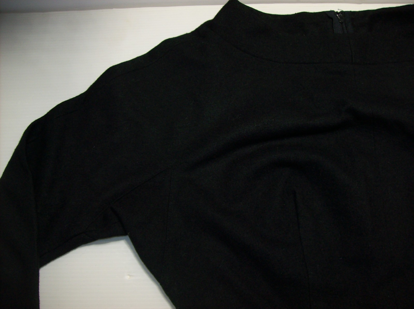 Vintage 1950s Black Long Sleeve Dress, 100% Wool, E.T Jrs CALIFORNIA, small