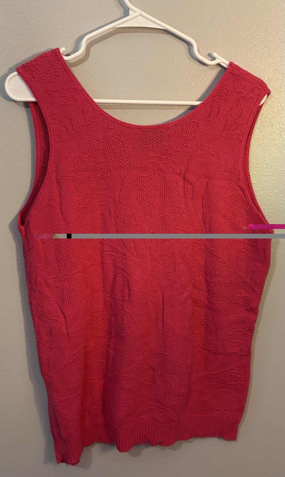 Vintage Dear Abby Knit Sleeveless Pullover Sweater Top White Lace Collar