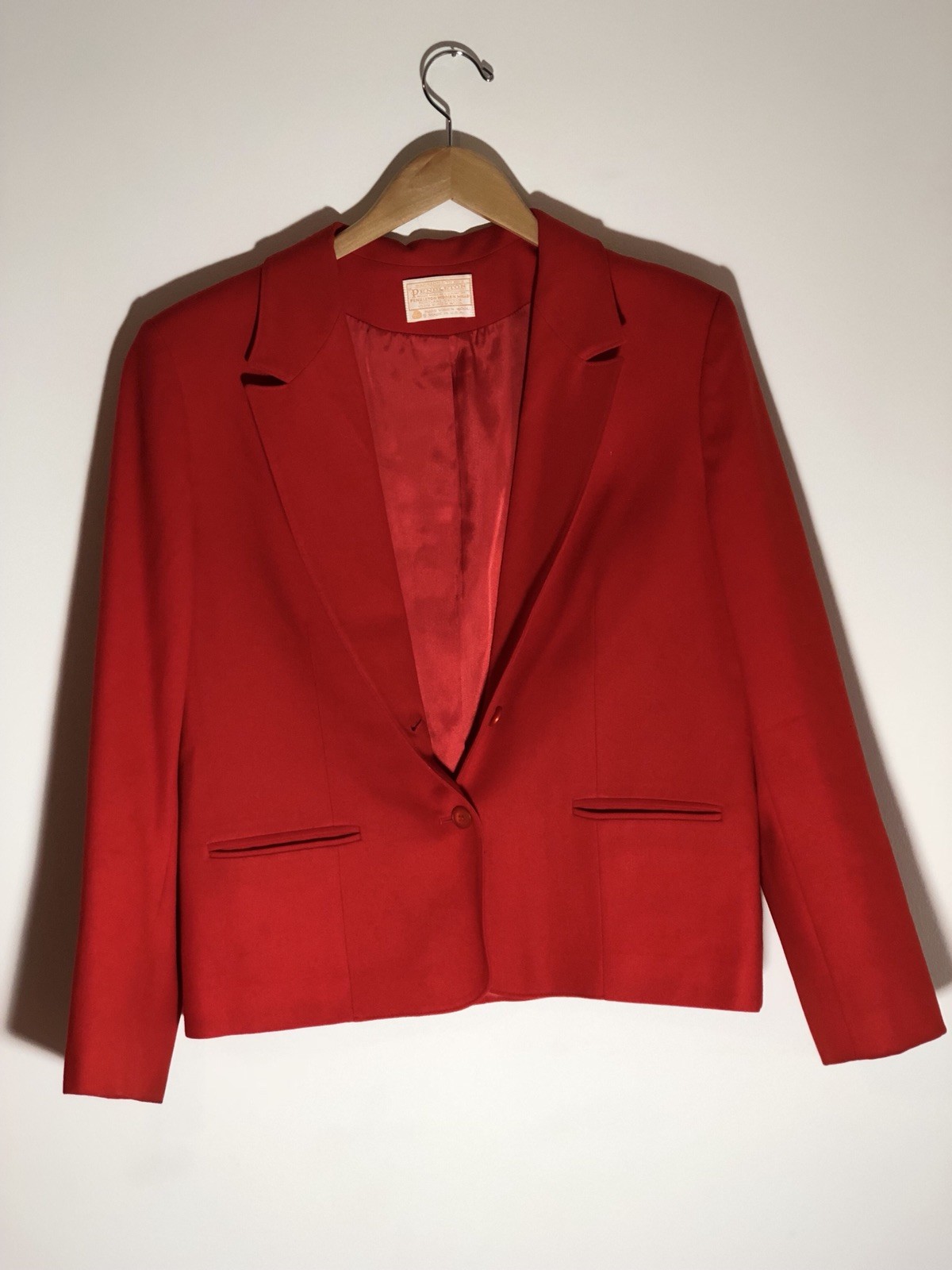 Vintage Pendleton Blazer Jacket Medium Tomato Red 1970s