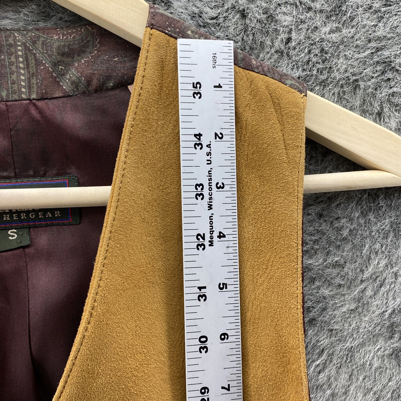 Timberland Tan Lambskin Leather Vest Weather Gear Paisley VTG Western Womens S