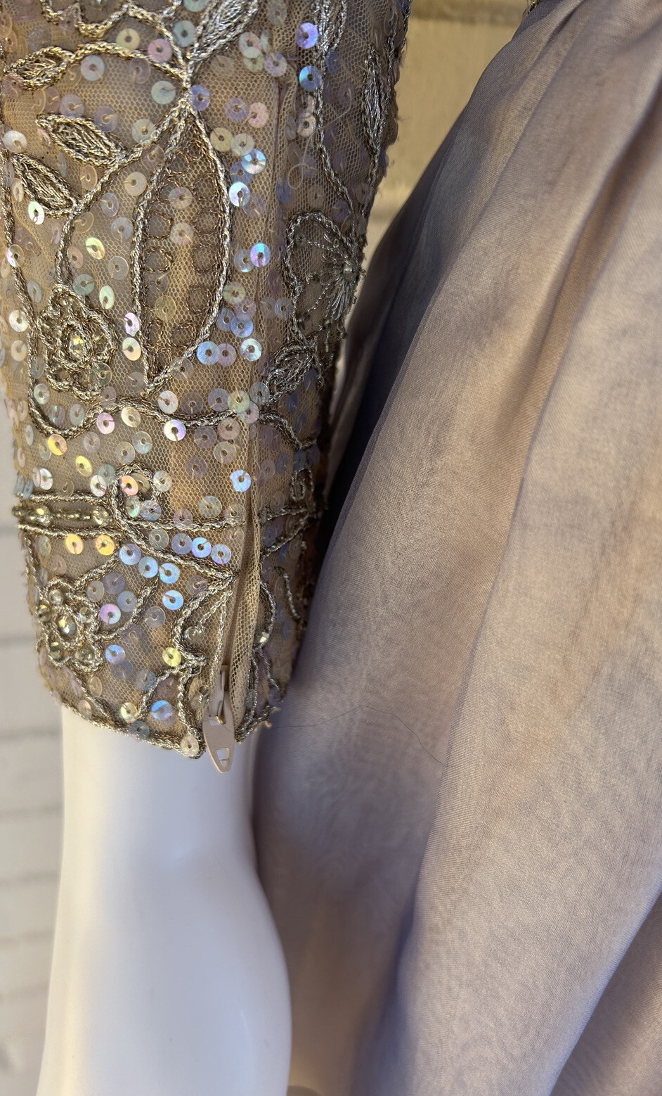 Vintage Mary McFadden Couture Dress Beaded Watercolor Mother Of The Bride Sz 12