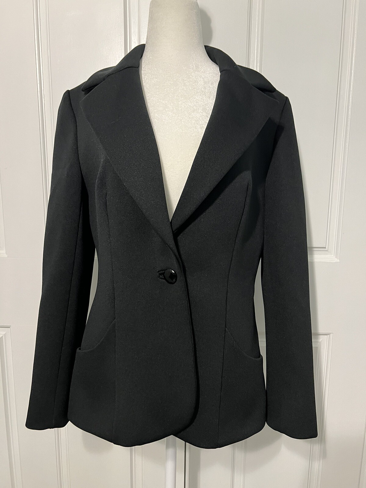 Vintage 1960s/70s Lilli Ann Black Knit Classic Blazer Jacket Size M