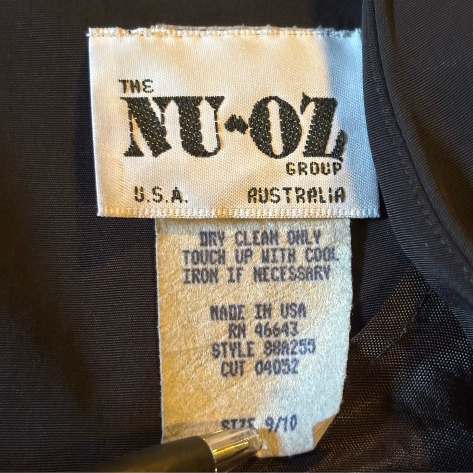 Vintage Nu Oz Bodycon Back zipper Faux Vest Back tie Black Jumpsuit USA Sz 9-10