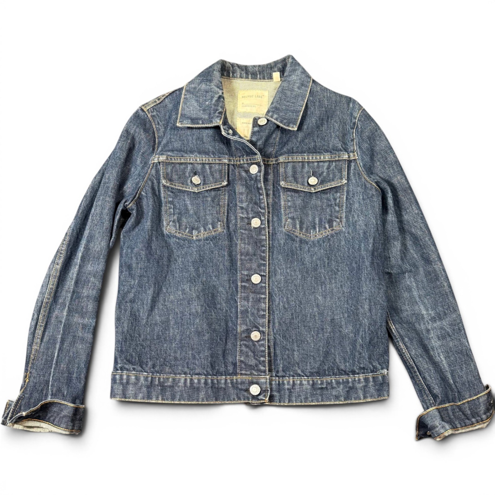 Vintage 90s Helmut Lang Classic Denim Jacket Made in Italy Blue Trucker Sz 44 M