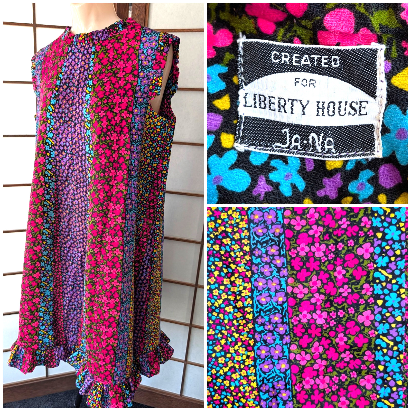 Vtg 60s Made For Liberty House By Ja-na Hawaii Mini Dress VHY Hawaiian Textiles