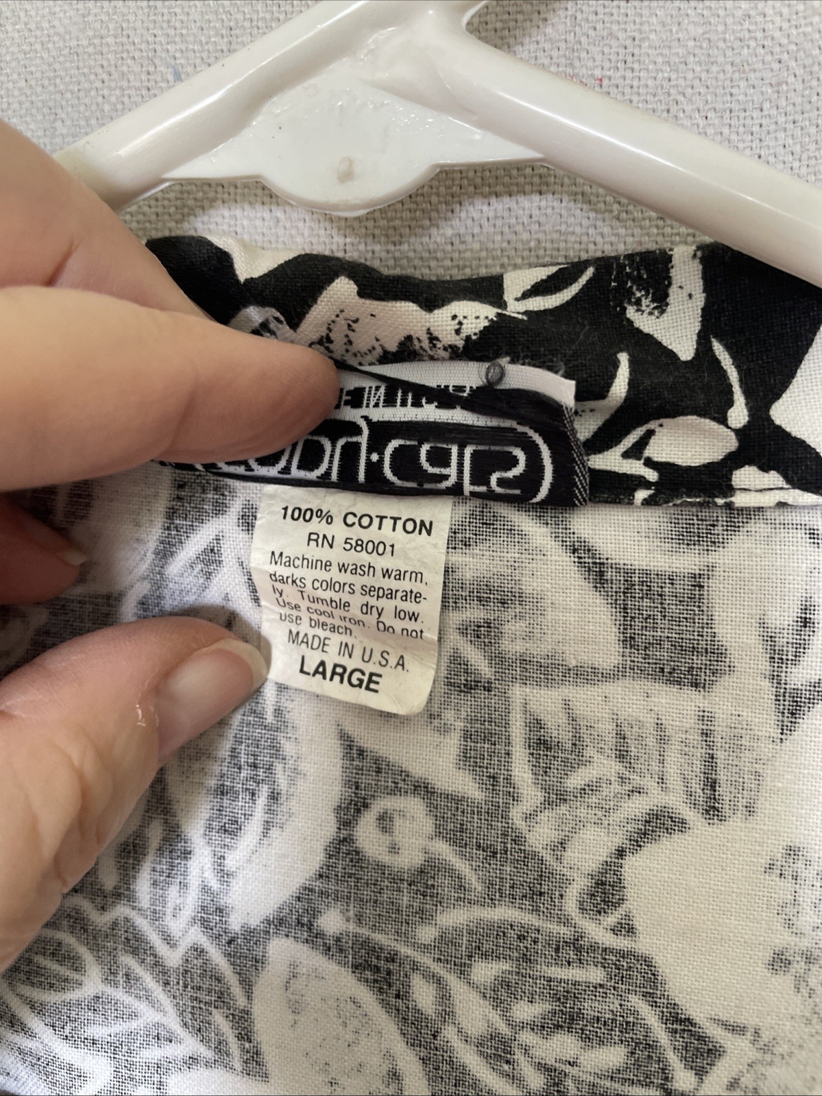 Copy Cats Vintage Blazer 1980’s Size L 100% Cotton Black White Floral