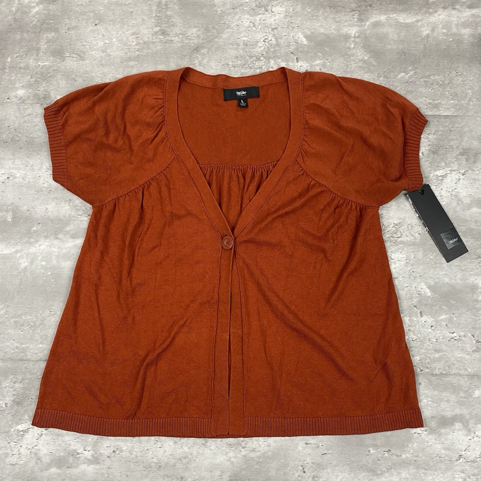 vintage 2007 MOSSIMO TARGET Shirred Cardigan L top blouse babydoll y2k 2000s