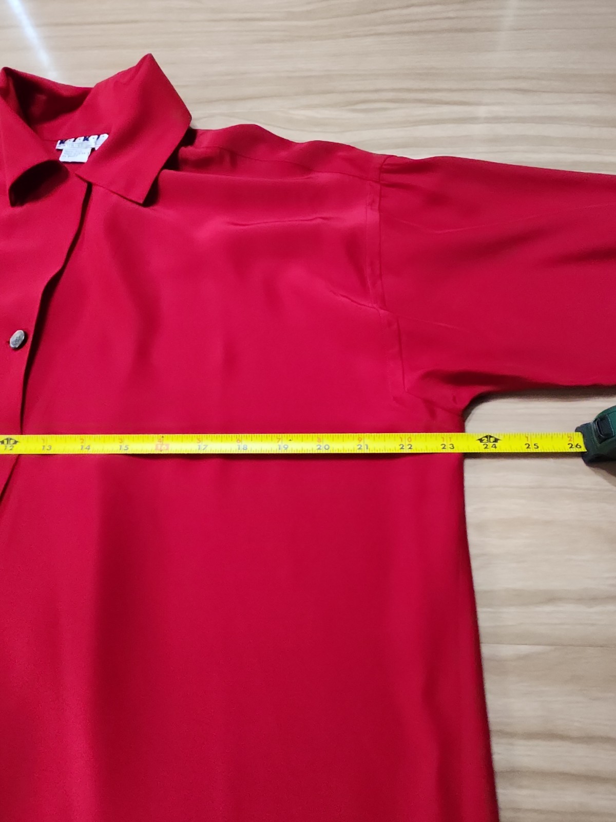 Vintage Blouse KIKIT Maurice Sasoon Sz S 100% Silk Red Long Sleeve Button Up…