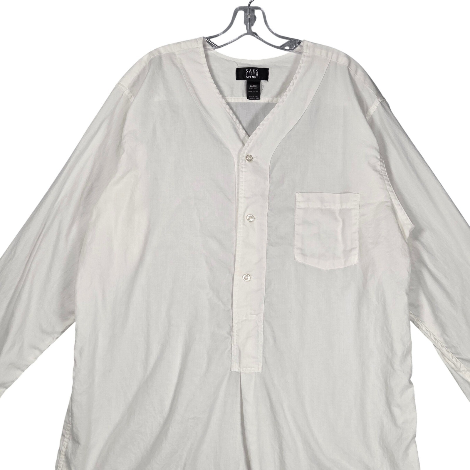 Saks Fifth Avenue Adult Large Vintage Night Shirt Nightgown White Made USA