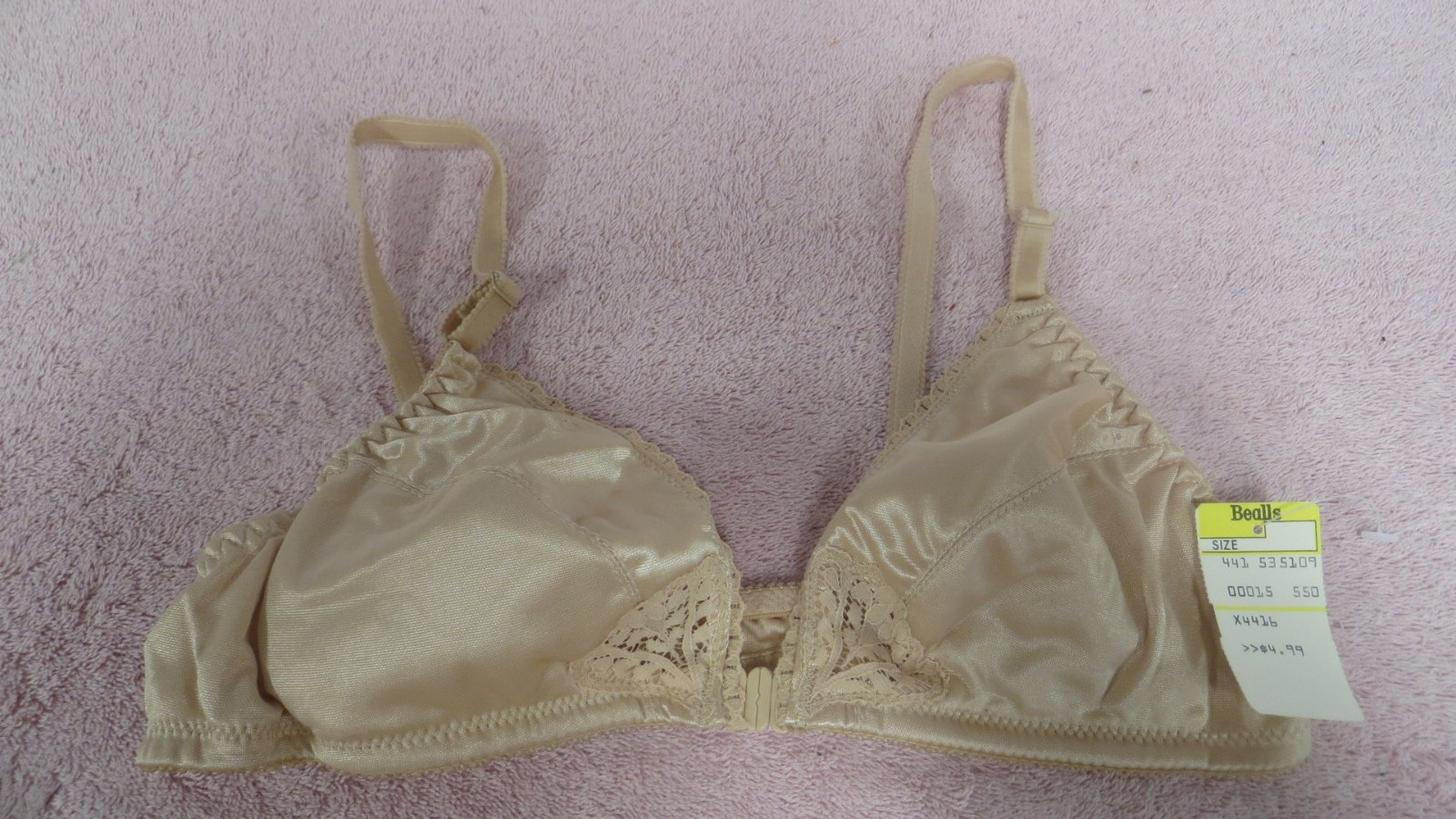 Vtg Beige Maidenform Lightly Padded Front Clasp Bra – 34A – NOS – e