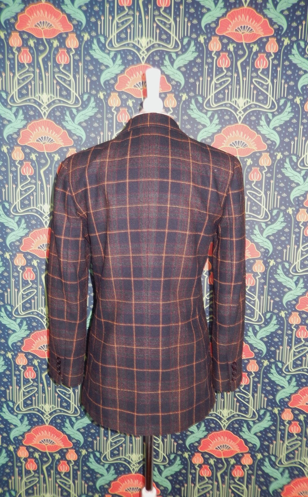 Vintage 90’s Y2K Plaid Schoolboy Blazer Jacket Preppy DKNY Blue Brown 3 Button