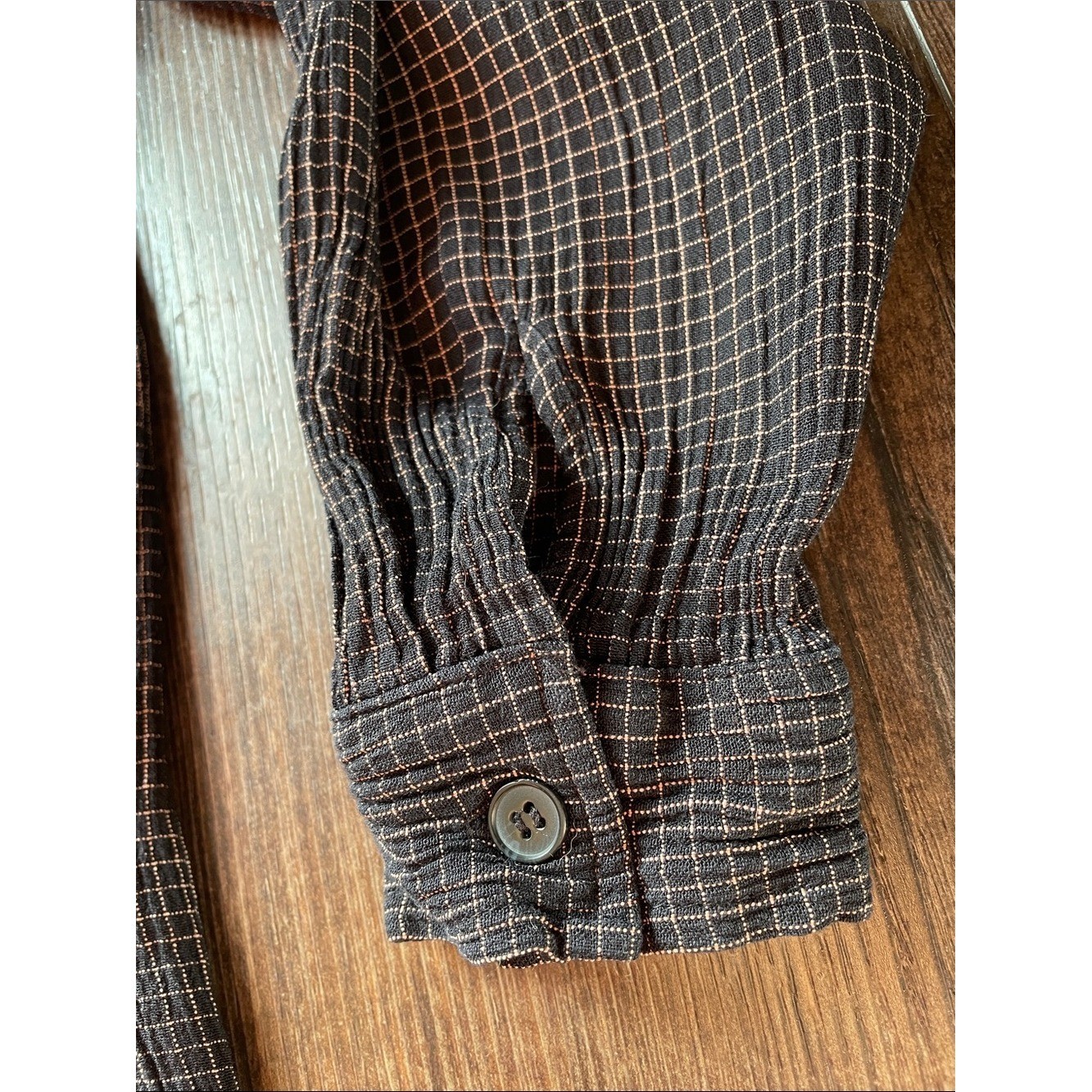 Vintage Jones NY Black & White Checked Button-Up Matching Set Elastic Waist Pant