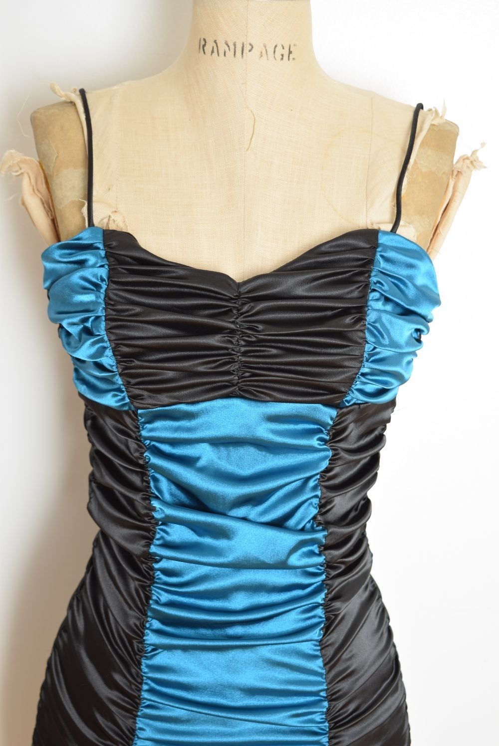 vintage Y2K party dress Blondie Nites NOS satin coffin ruched short prom club XS