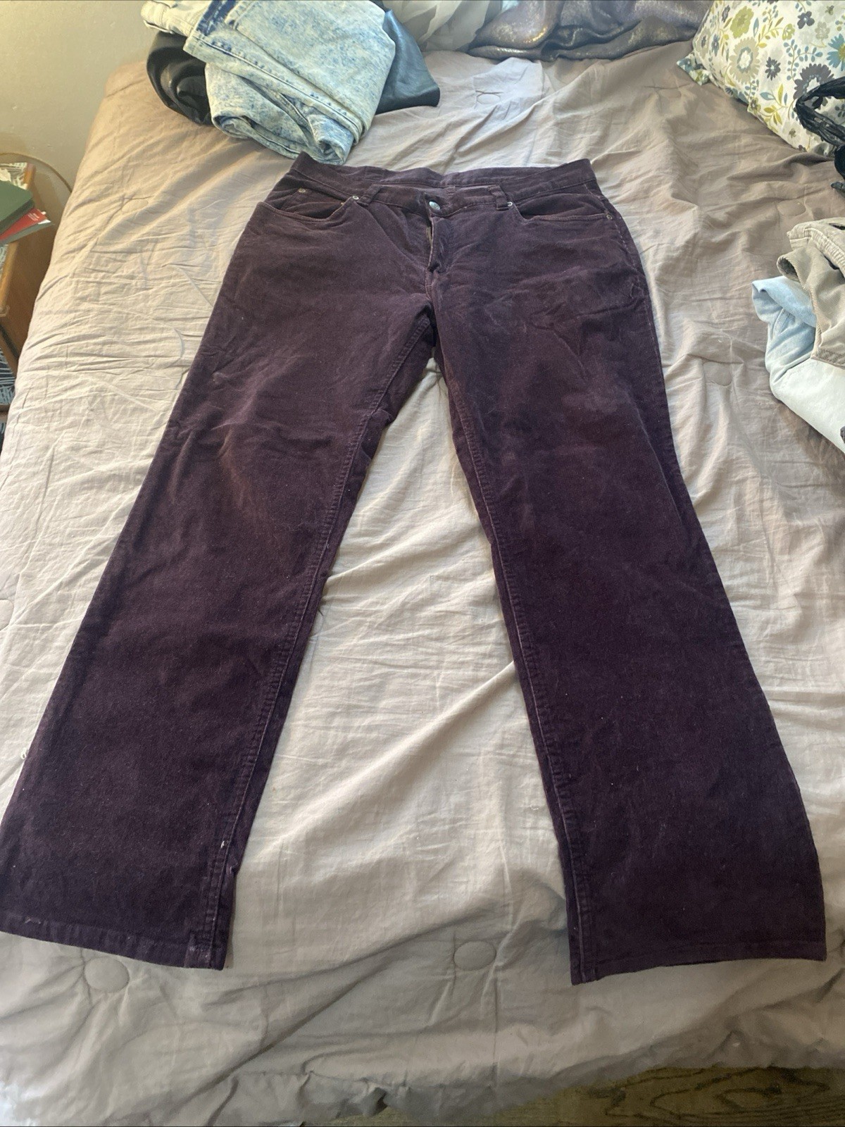 Vintage Montgomery Ward Corduroy Pants Flare Size 12 Fits 24×30 Burgundy Retro