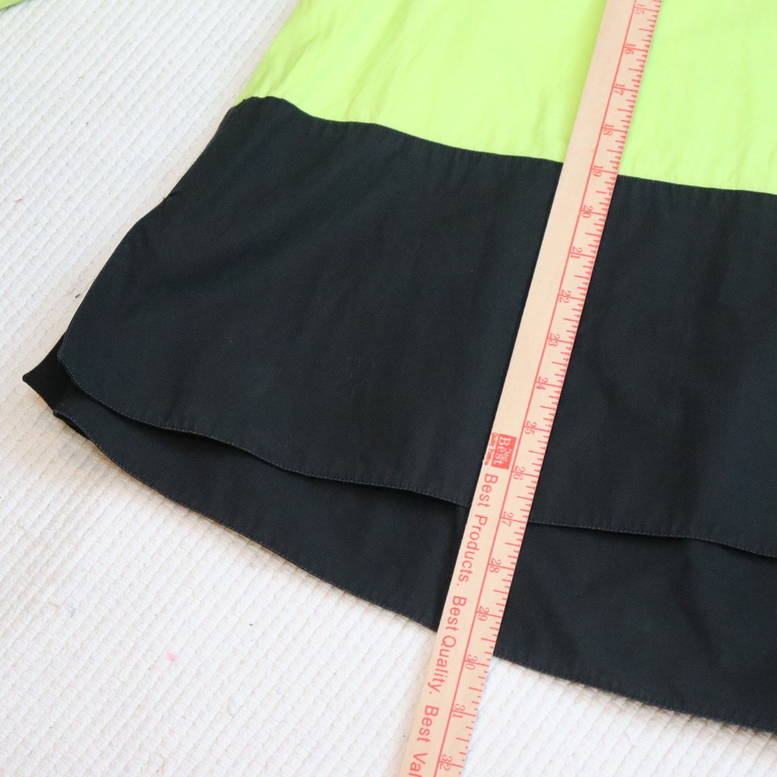 Vintage Claude Montana Neon Green Black Colorblock Blouse Italy Size 46