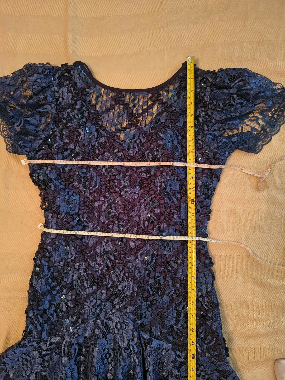 Vintage 80s Lace Drop Waist Dress Size 6 – Artsy Festival Sparkly Glam -DP29