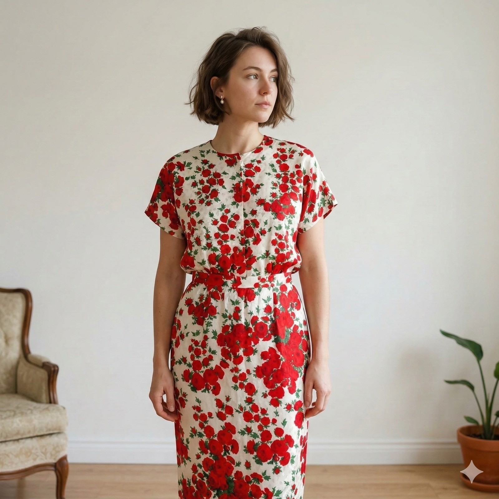 Vintage Givenchy Nouvelle Boutique Top Skirt Set Womens 38 US Small Silk Floral