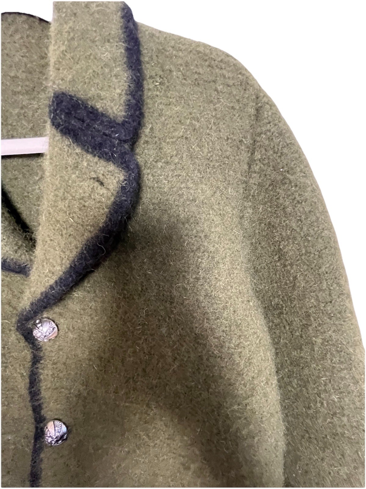 True VNTG Orig LANZ SALZBURG Boiled Wool Army Green 4 Button Jacket Austria S/M