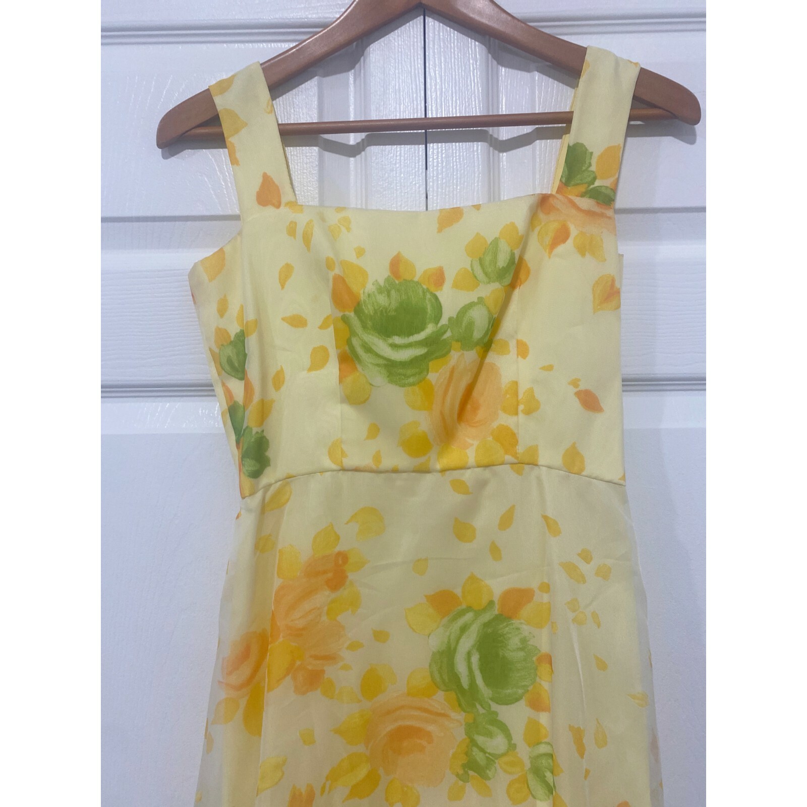 Lorrie Deb San Francisco Vintage Yellow Floral Tulle Sleeveless Dress 9/10