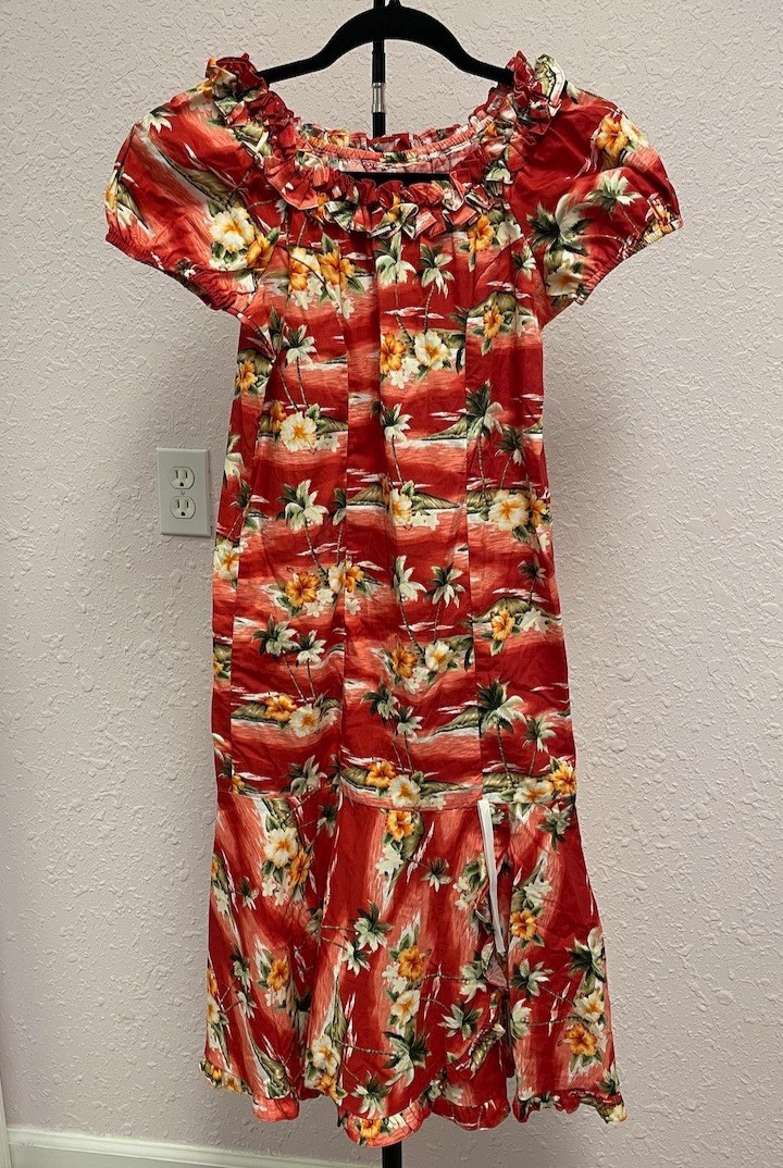 Stunning Vintage Hilo Hattie The Hawaiian Original Long Dress Volcanos/Flowers L
