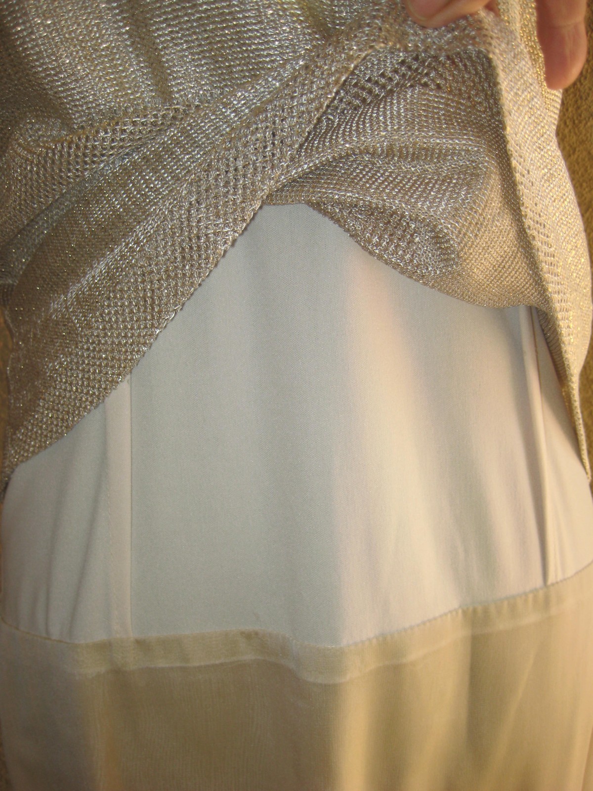 Vintage Michaelangelo gold thread metallic 2 pc cardigan sleeveless long gown 12